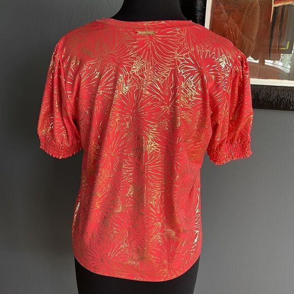 MICHAEL Michael Kors Foil Puff Sleeve Baby Top in Sangria. NWT. Sizes P/M & P/XS - Picture 6 of 8